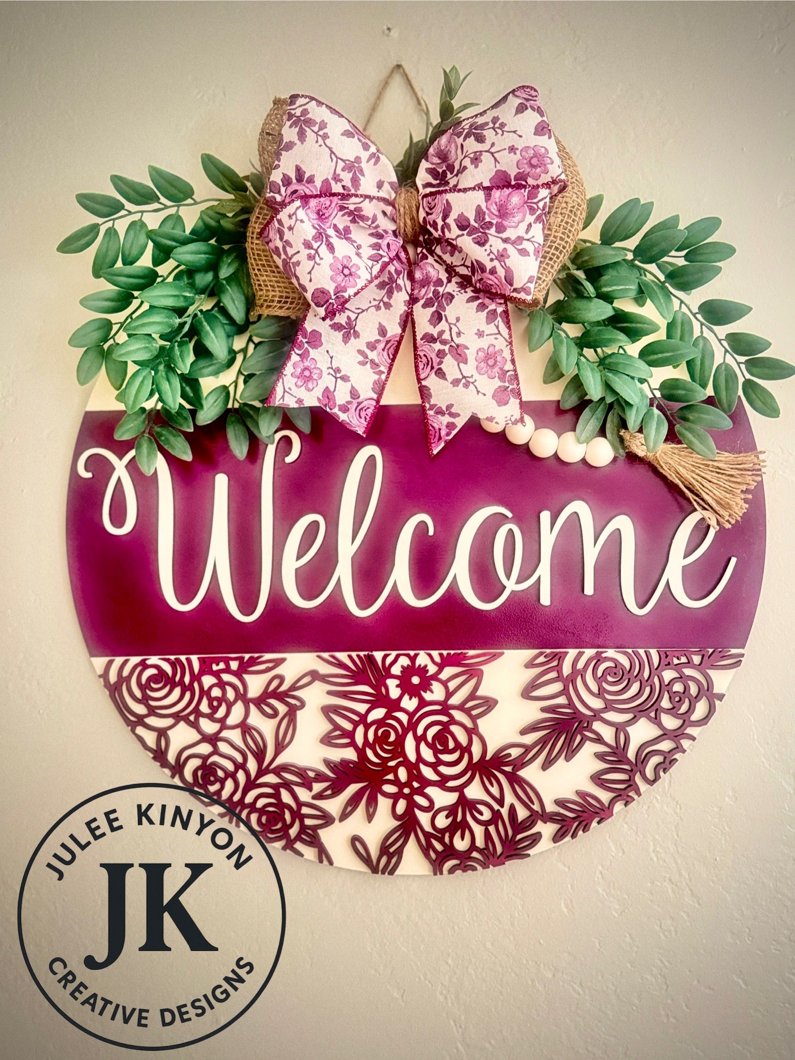 Welcome Purple Door Hanger